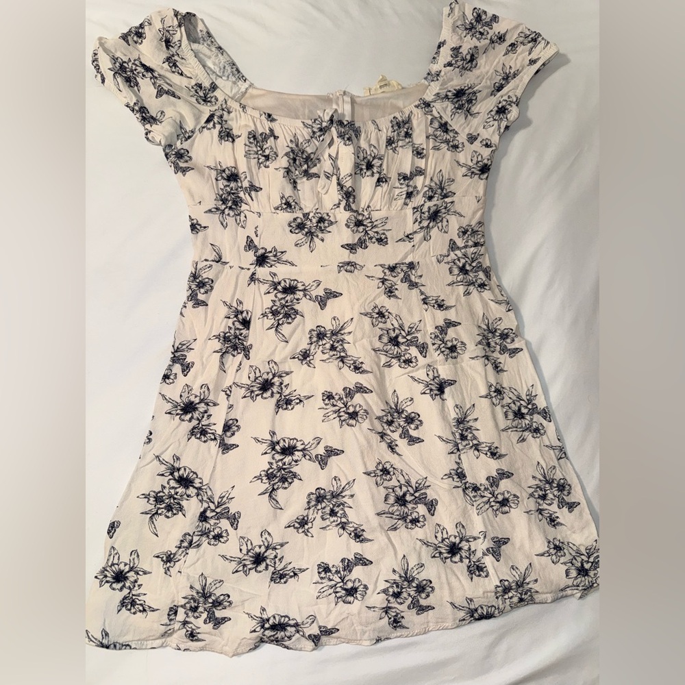 La Hearts Cream and Navy Blue Floral Dress